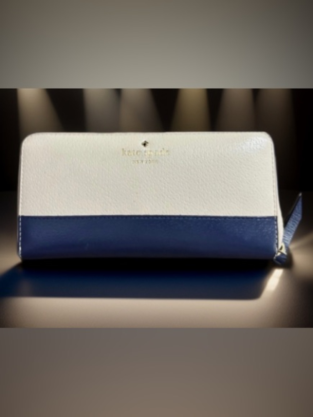 kate spade Cream and Navy Colorblock Zip-Around Wallet